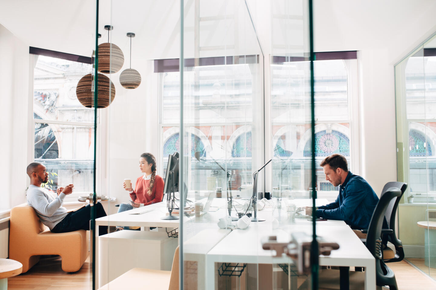 Business People Working In Busy Office Space