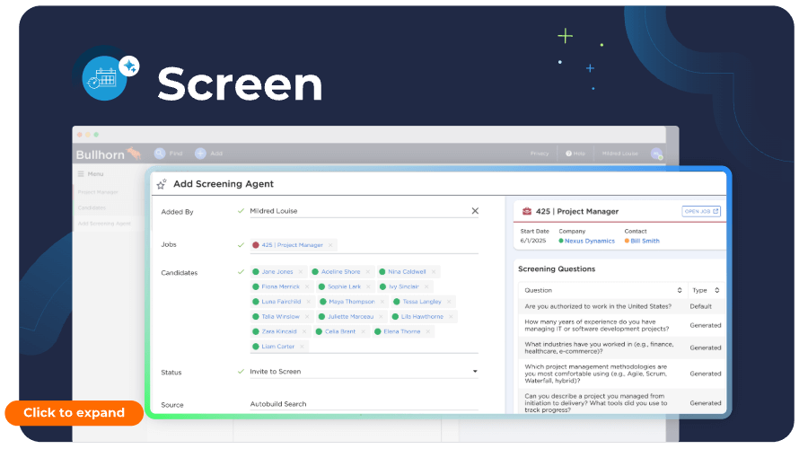 Miniatuur van Bullhorn Amplify-video over het screenen van kandidaten met behulp van AI-wervingssoftware voor personeelsbemiddelingsbureaus.