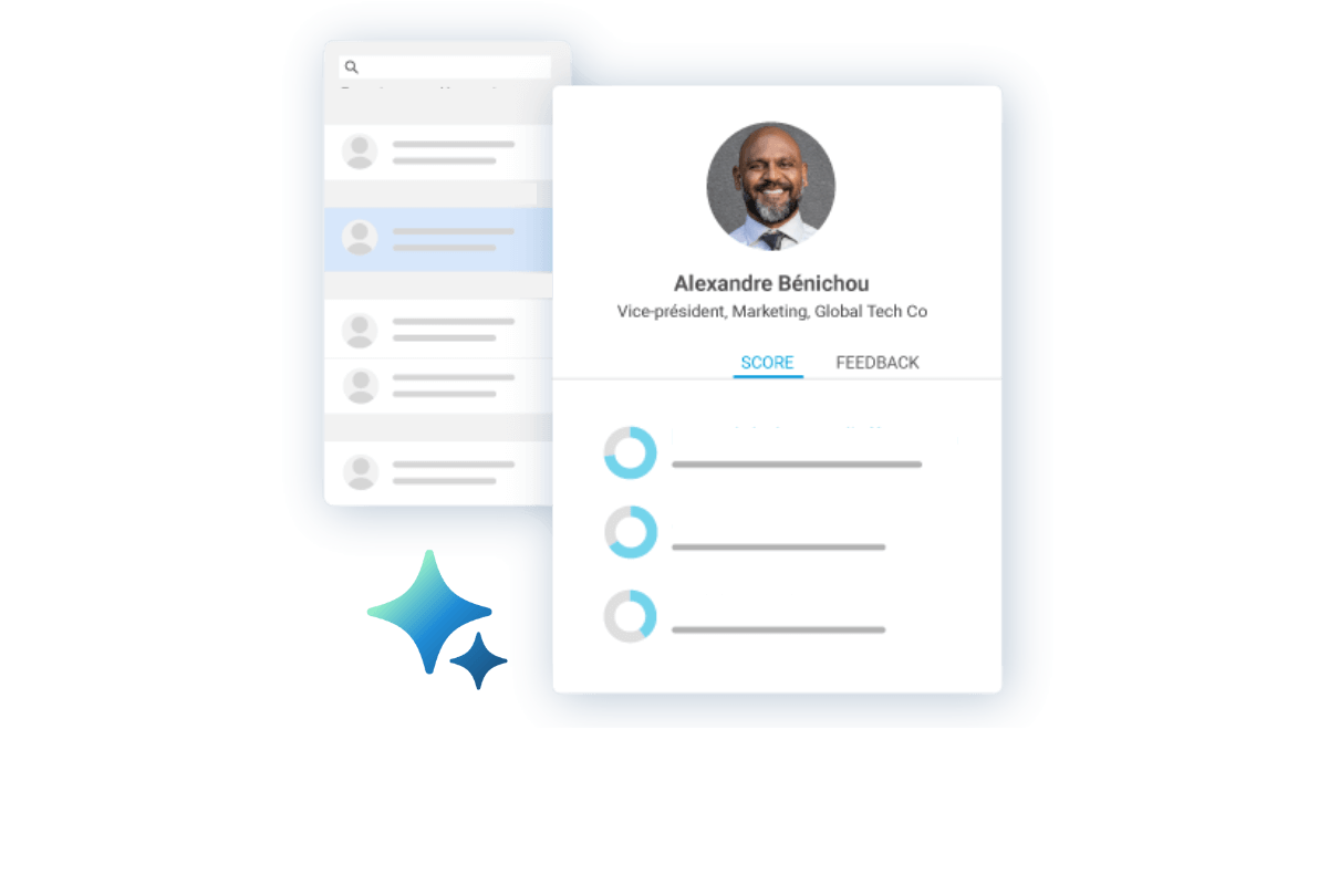Ein Bildschirm für die Bullhorn AI-Kandidatensuch- und -zuordnungssoftware, die für Personalagenturen entwickelt wurde.