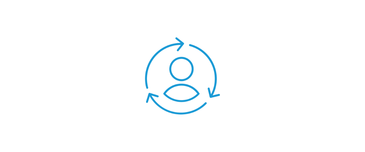 Blue circle icon with an arrow pointing to it, representing Bullhorn Market IQ labour market intelligence software.